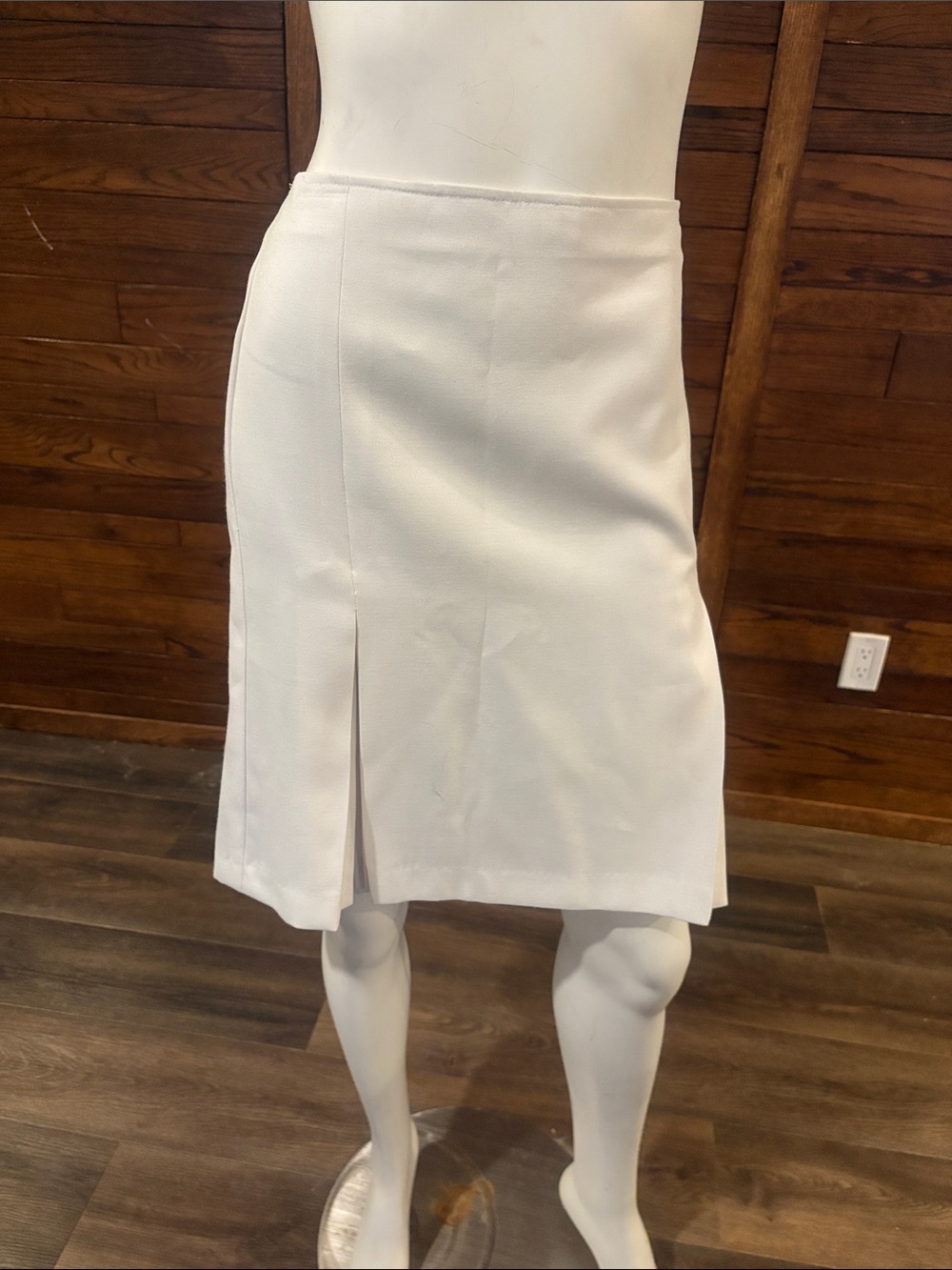 Source Unknown Cream Straight Midi Skirt with Front Slit